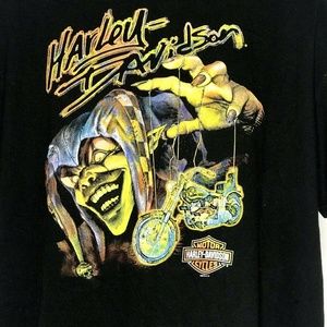 Harley Davidson T Shirt Mens L Jester Hat Skull